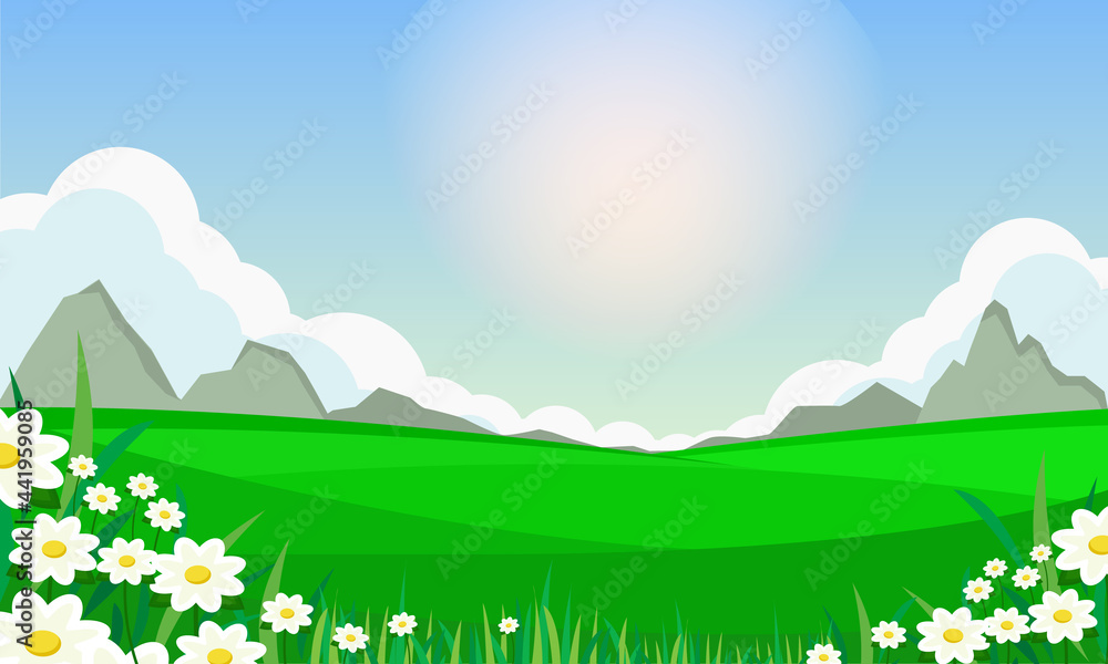 Fototapeta premium Flat design spring landscape and backgroud.