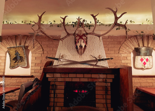 A fire place sitting in a living room