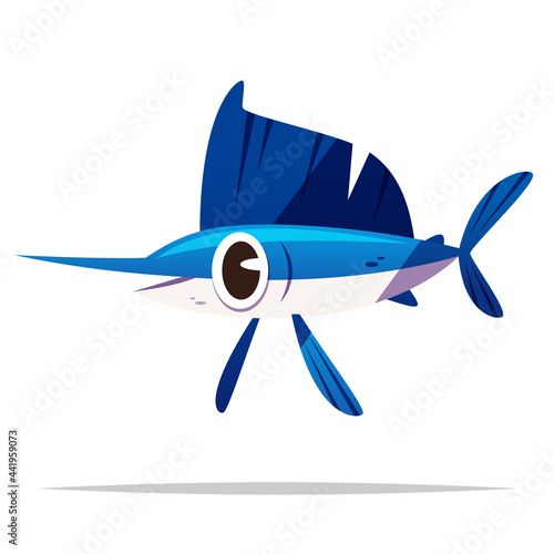 Cartoon swordfish vector isolated illustration