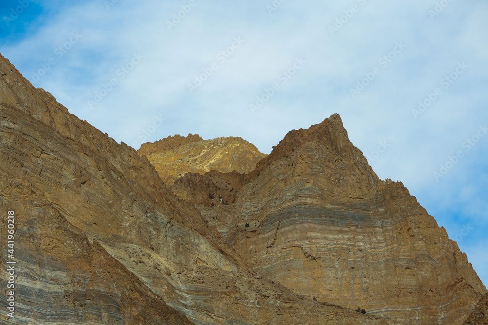 The Rocky mountain and beautiful sky in the Zanskar valley  of Leh