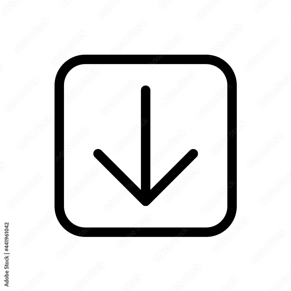 Down arrow icon with square style Down arrow icon with square style