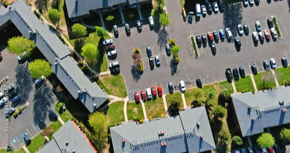Panorama view a sleeping area landscape on apartment complex small american in the town home roofs