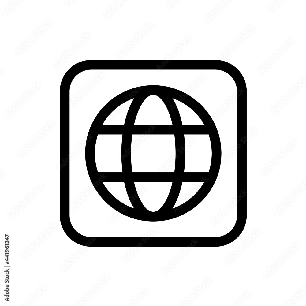 Globe icon with square style Globe icon with square style