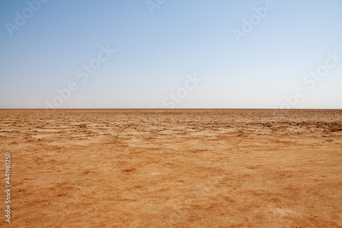 Horizon between the sky and the land. In the Danakil Depression, Ethiopia