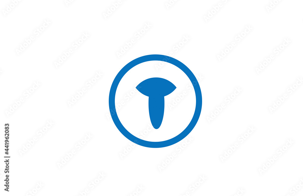 blue T alphabet letter icon logo. Circle design for company and ...