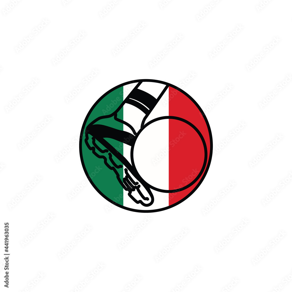 Foot ball and flag of italy logo
