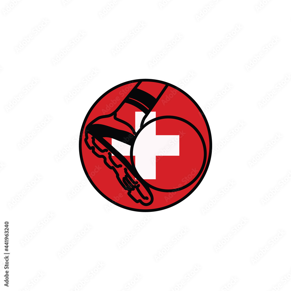 Foot ball and flag of switzerland logo Foot ball and flag of switzerland logo
