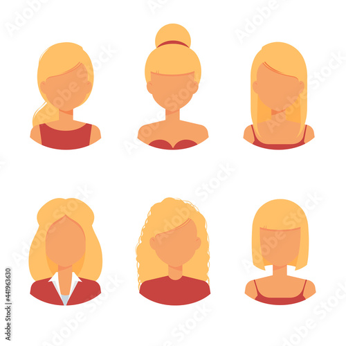 Woman hair avatar. Blonde hairstyle and trendy haircut