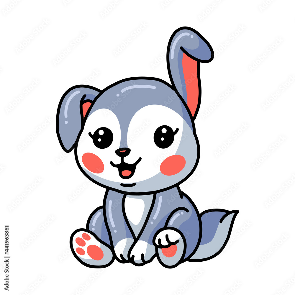 Cute little rabbit cartoon sitting