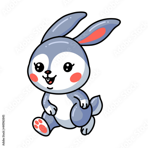 Cute little rabbit cartoon walking © frescostudio
