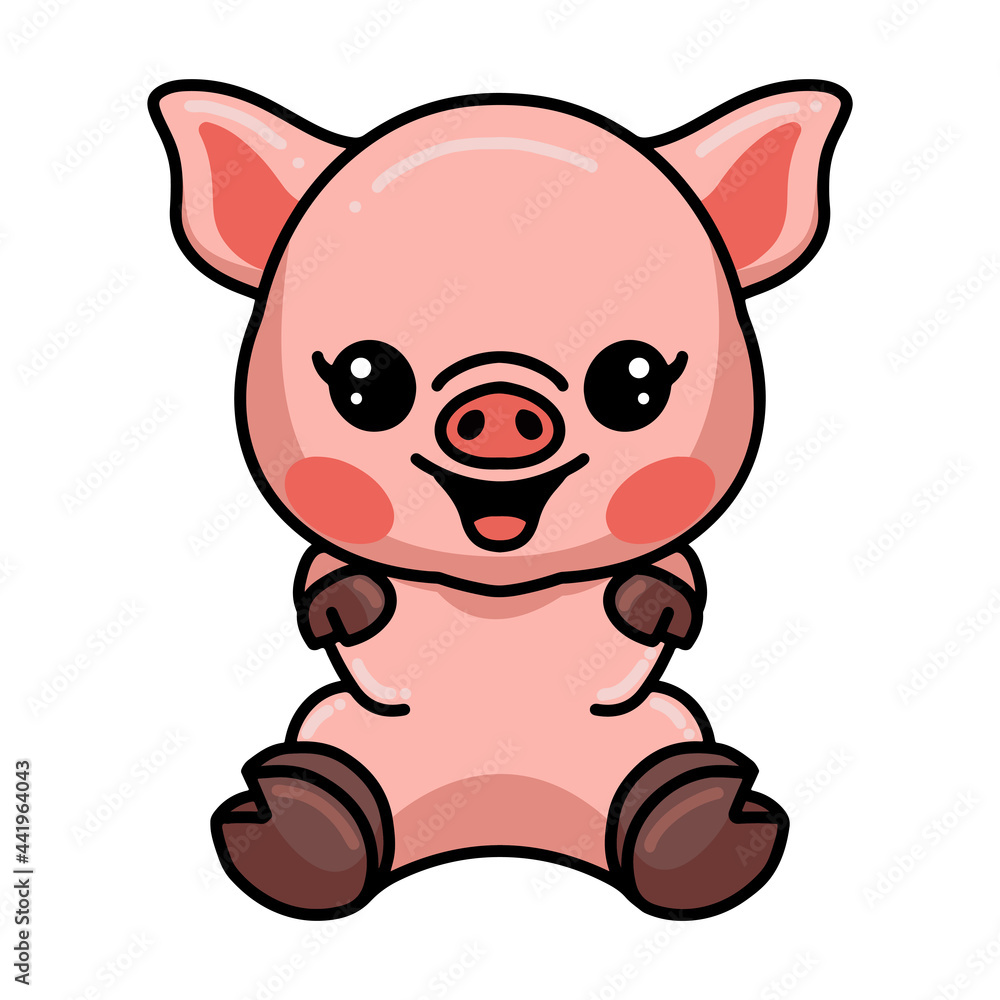 Cute little pig cartoon sitting Cute little pig cartoon sitting