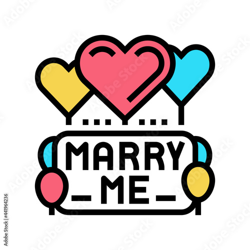 proposal marry me balloons color icon vector. proposal marry me balloons sign. isolated symbol illustration