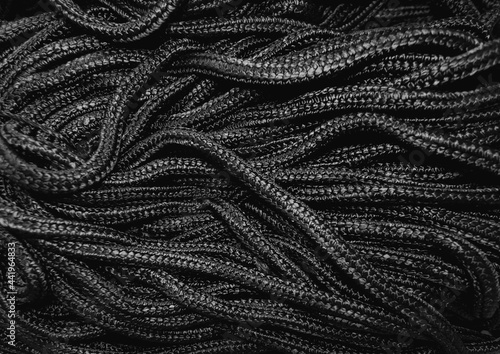 Wallpaper Mural Unorganized bundle of black textured polyester braided rope, background, isolated, textured and pattern Torontodigital.ca