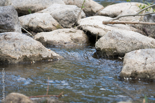 Stream flowing through white rocks