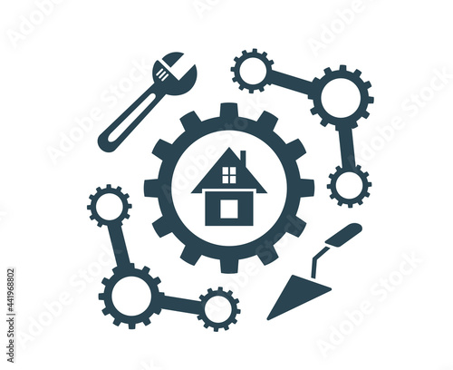 A vector illustration icon for repair, installation, maintenance and construction work. 