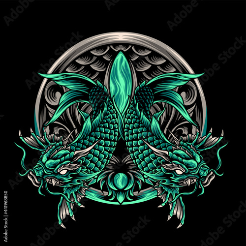 Dragon Koi Fish Japan Ornaments