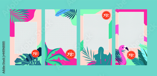 End of season summer sale instagram post collection Vector