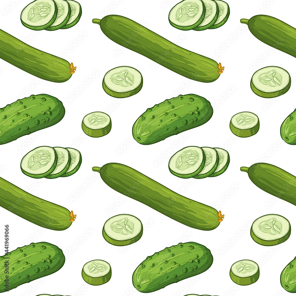 Cucumbers, isolated on a white background. Seamless vector pattern. Cucumbers, isolated on a white background. Seamless vector pattern.