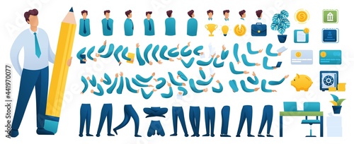 Constructor for creating a Businessman N11. Create your own Businessman character with a Set of hands and feet. Flat 2D characters