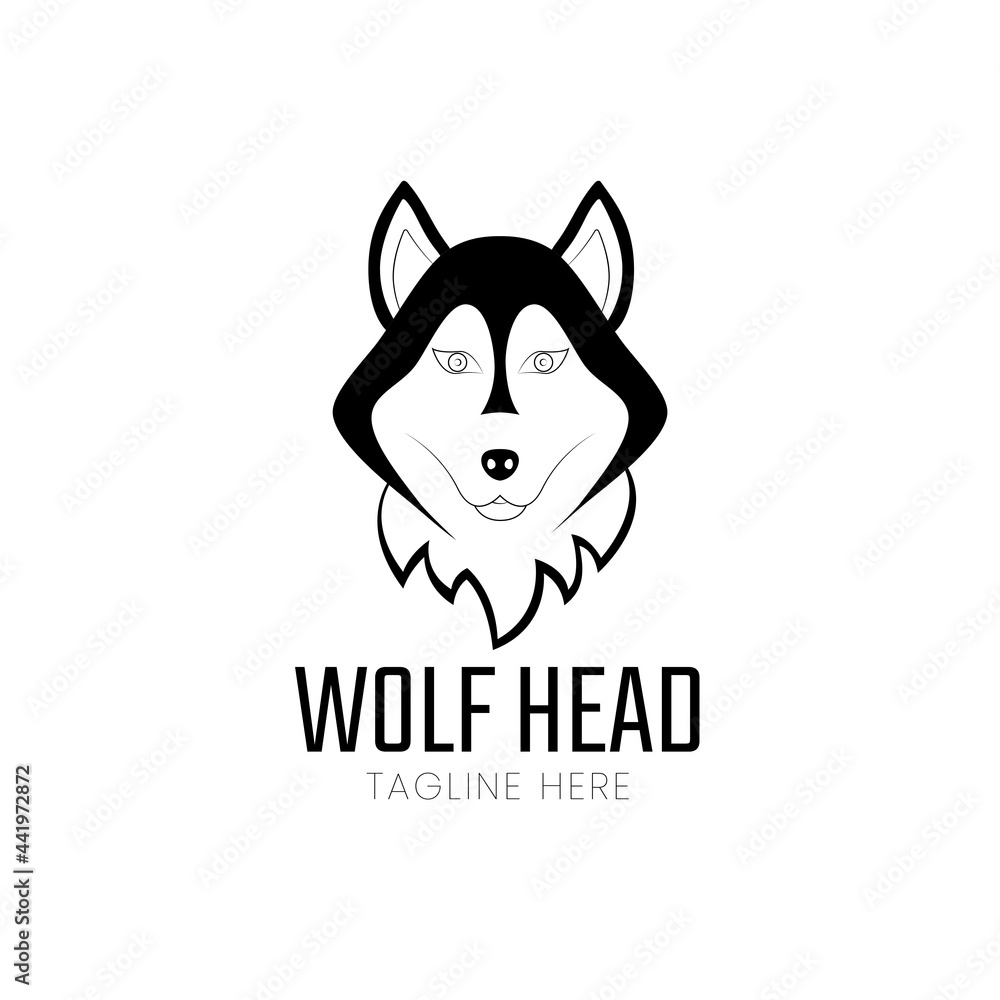 husky dog head logo icon illustration