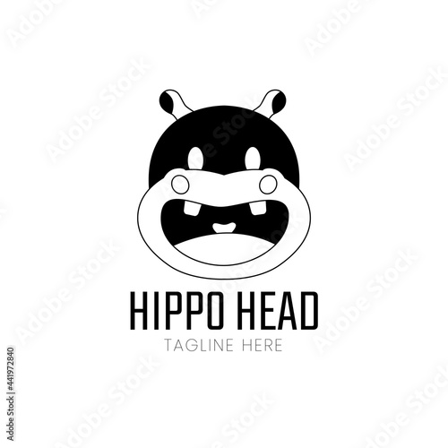 hippo head logo icon illustration