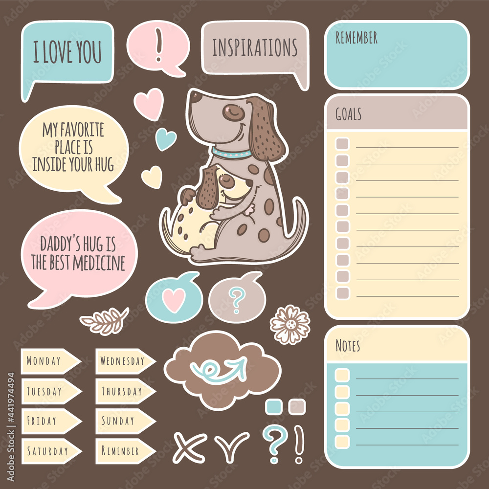 PLANNER STICKERS WITH DOGS Labels Printable Page Template Schedule And ...