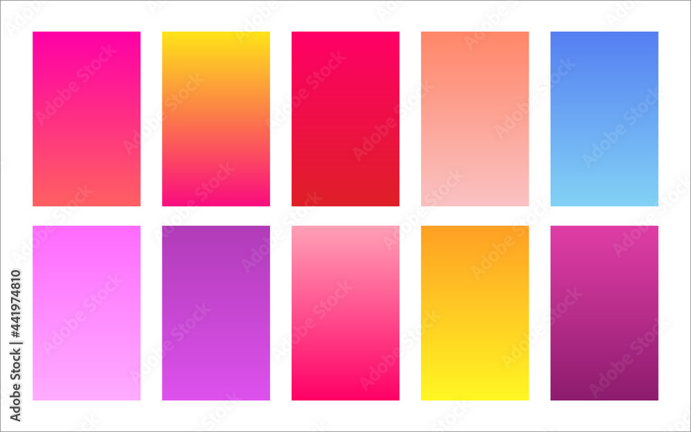 Floral color palette gradient background set
