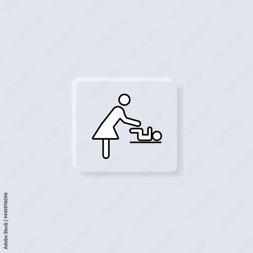 Room for babies. Sign. A special place for the child in which you can feed the child, change wet clothes, wait. neumorphism Room for babies. Sign. A special place for the child in which you can feed the child, change wet clothes, wait. neumorphism