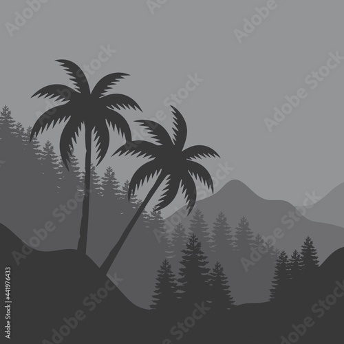 Natural scenery illustration design template