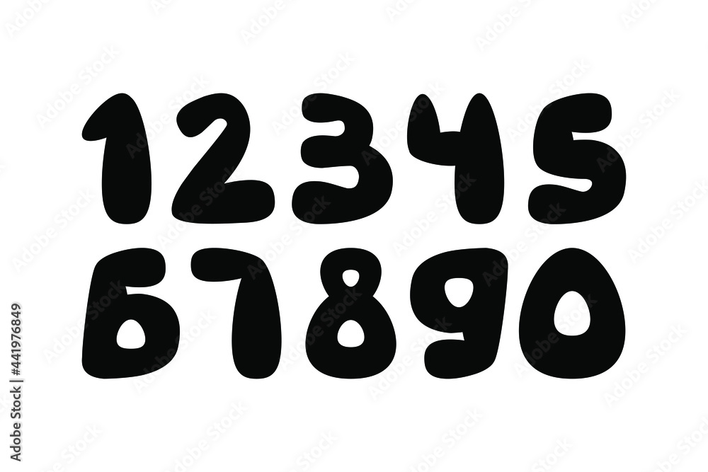 Set of vector numbers. Black silhouette numbers isolated on white background. Vector illustration. Set of vector numbers. Black silhouette numbers isolated on white background. Vector illustration.
