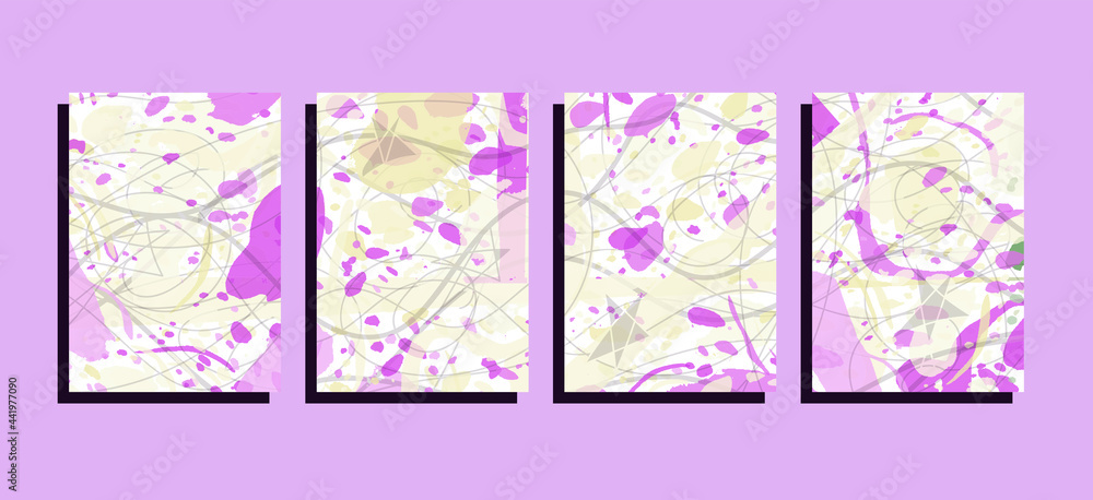 art template set, green nature seasons, vector abstract background with drawing elements, thin lines art template set, green nature seasons, vector abstract background with drawing elements, thin lines