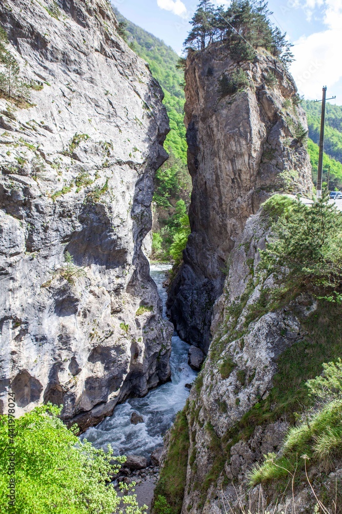Kissing rocks. Kadargavan canyon. Fiagdon River Gorge (Kurtatinskoe Gorge). The Republic of Ingushetia. Russia