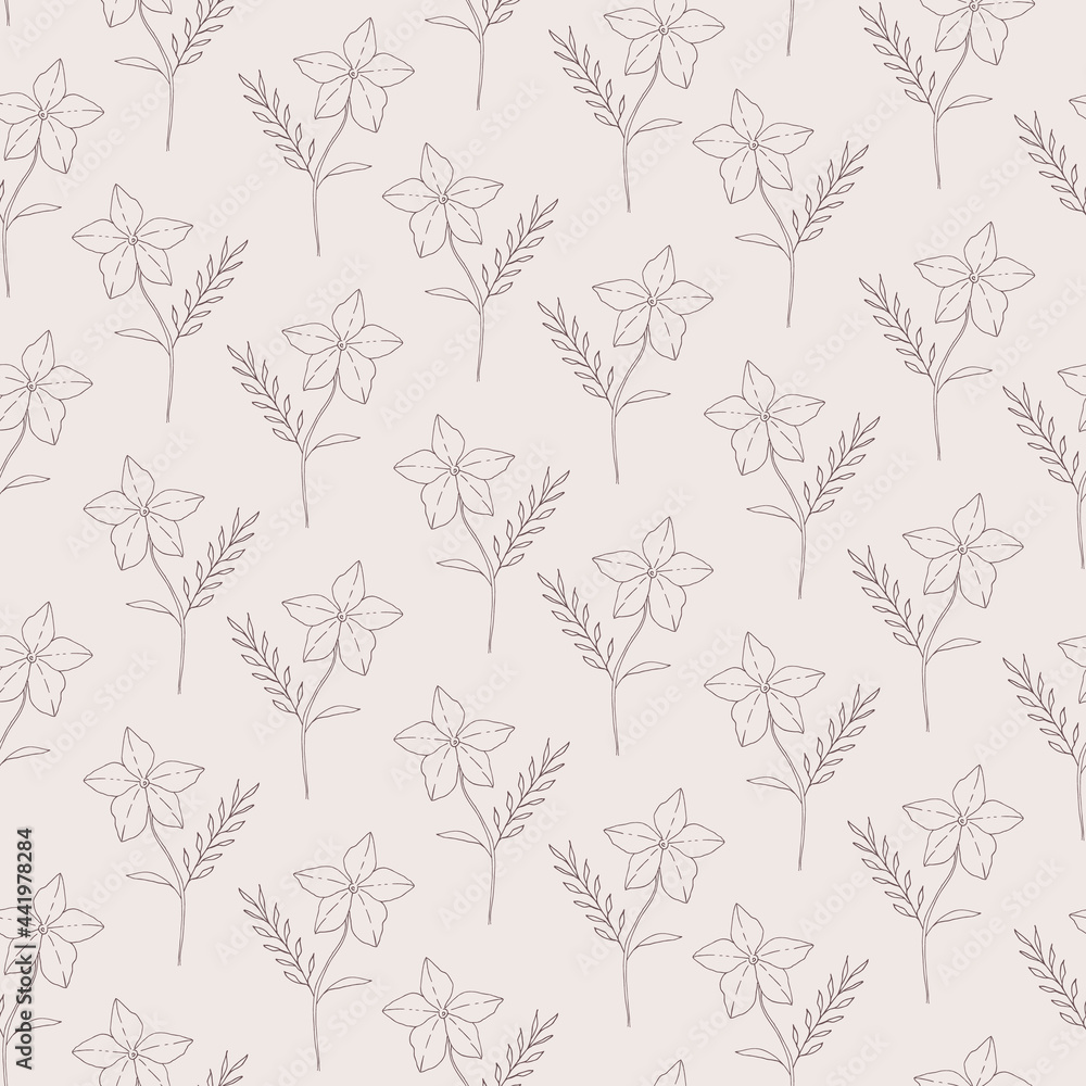 Obraz premium Seamless floral pattern. Flower print for walppaper and textile design. Vector illustration.