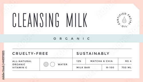 Minimal Label. Typographic modern vintage label, tag, sticker for natural brand, beauty packing. Retro design minimal label, tag of organic cosmetics, old school style, typography. Vector Illustration