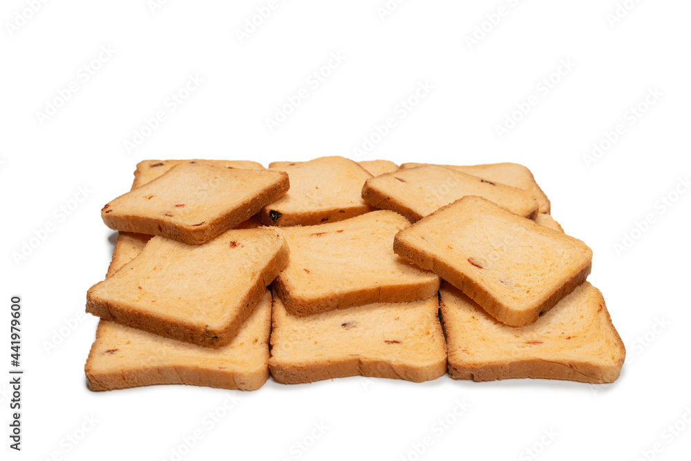 Delicious bread slices isolated on a white background. Delicious bread slices isolated on a white background.