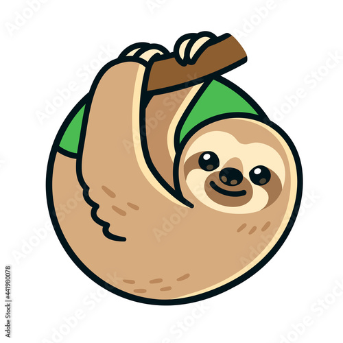 Cartoon sloth drawing in circle