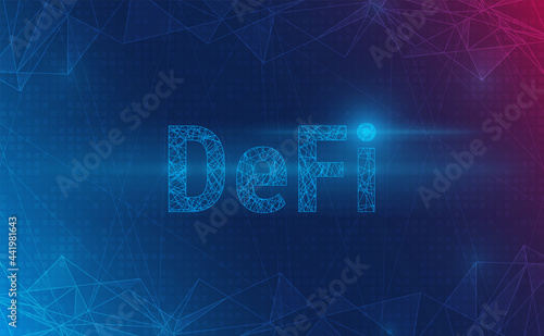 Defi crypto currency on system background.Futuristic concept.vector and illsutration