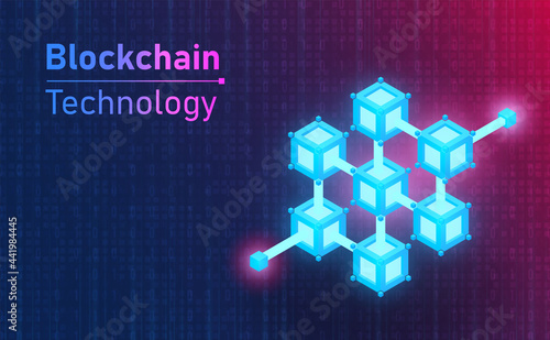 Futuristic Blockchain technology connection icon. Future concept.vector and illustration