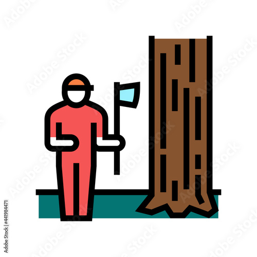 lumberjack chopping wood color icon vector. lumberjack chopping wood sign. isolated symbol illustration