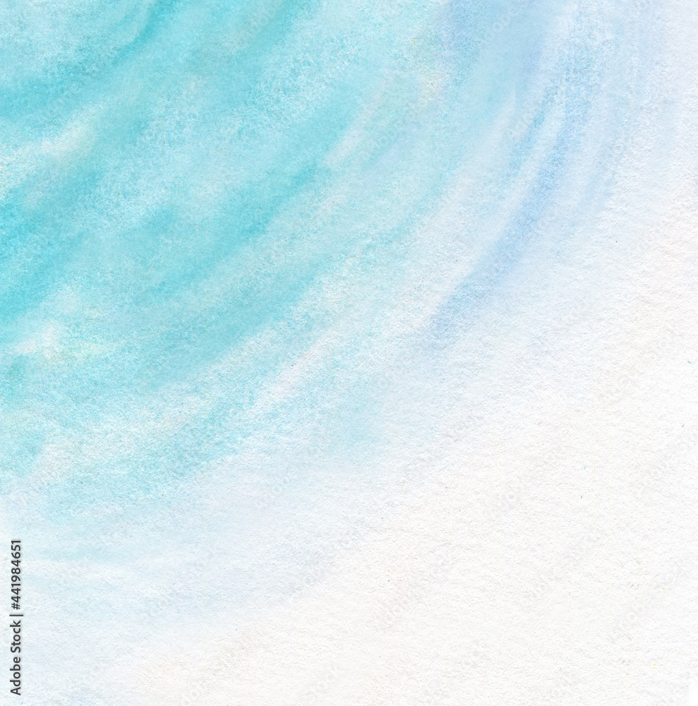 light blue abstract watercolor background with brush strokes like snow texture with white space