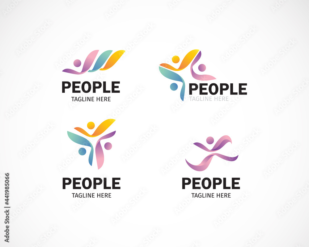 people set logo creative color design modern abstract people set logo creative color design modern abstract