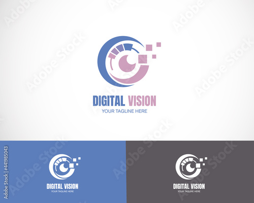 digital vision logo creative circle camera pixel
