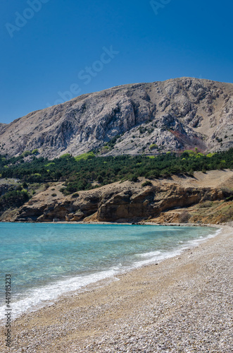 Beach and sea in Baška on island Krk, Croatia