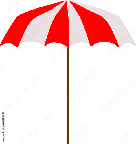 Vector image of a beach open umbrella from the sun red-white stripe