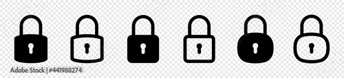Lock icon set, lock symbol isolated on transparent background,  vector illustration