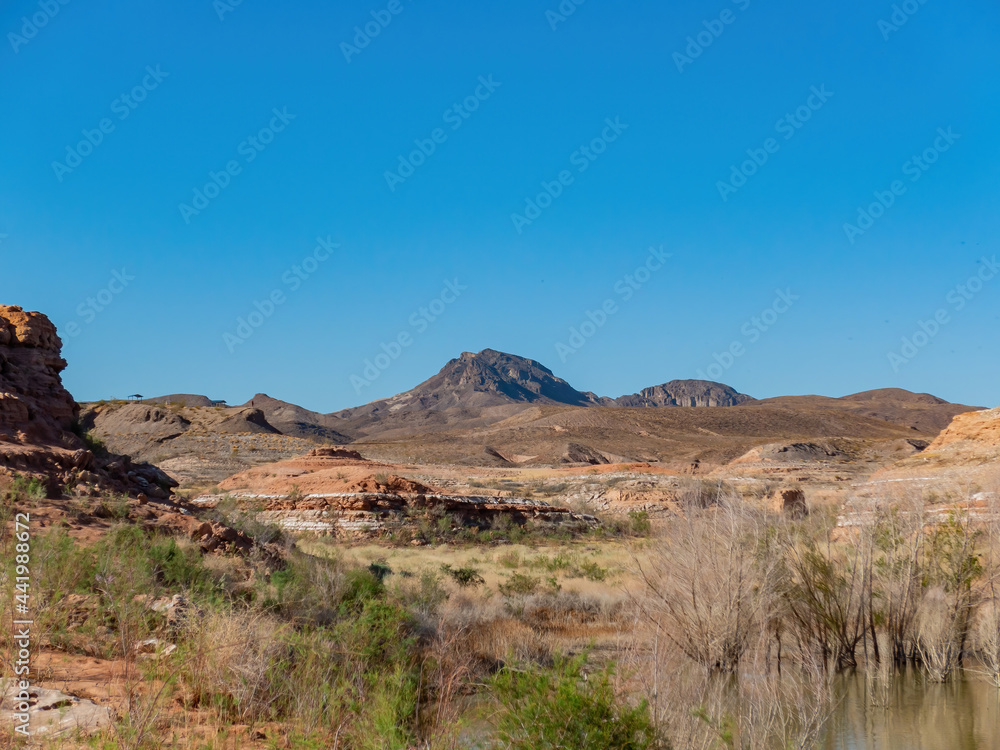 Sunny view of the Beautiful landscape around the Lake Mead National Recreation Area Sunny view of the Beautiful landscape around the Lake Mead National Recreation Area