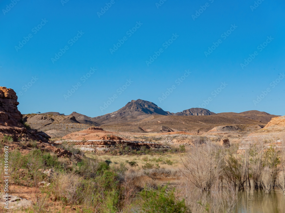 Sunny view of the Beautiful landscape around the Lake Mead National Recreation Area