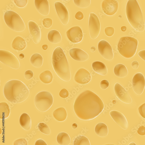 Realistic vector seamless cheese pattern.Vector texture of sliced cheese in realistic style.Preparation for the design of cheese products.
