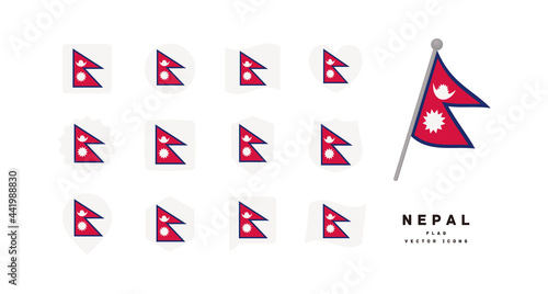 Nepal national flag icon set vector illustration