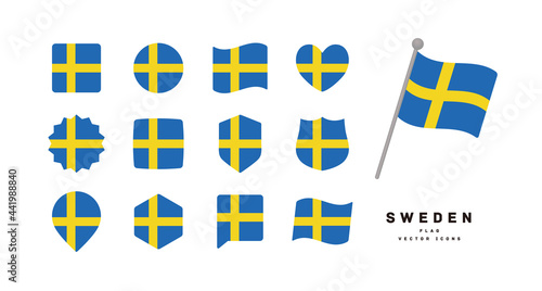 Swedish flag icon set vector illustration photo